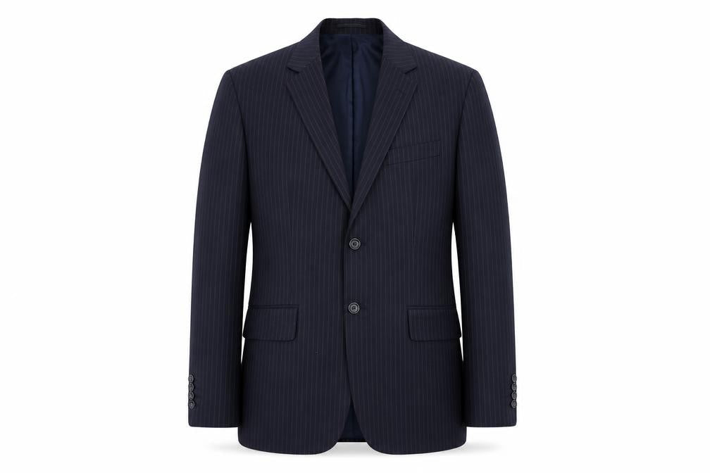 Burton Mens Blue Striped Polyester Jacket Suit Jacket Size 44 Regular