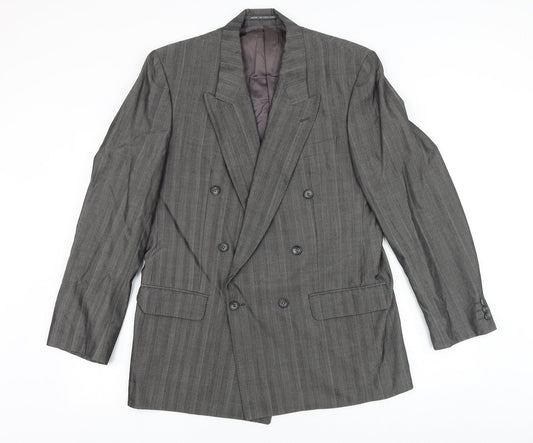Made In England Mens Grey Viscose Jacket Suit Jacket Size 40 Big & Tall