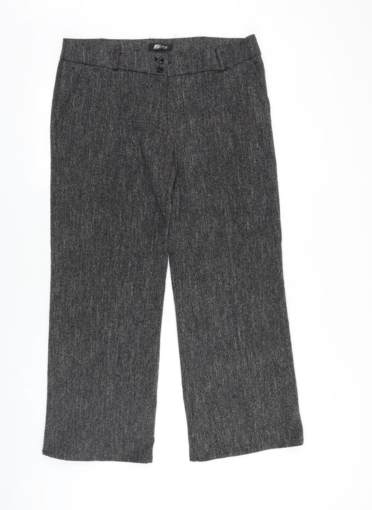 Lina Paris Womens Grey Geometric Viscose Trousers Size 36 in Regular Zip