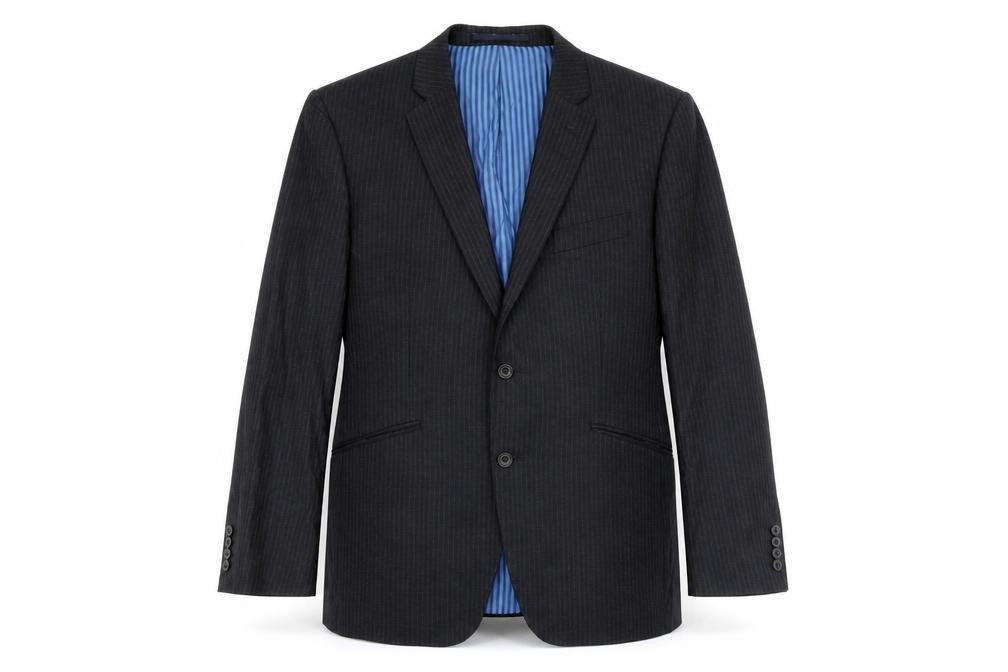 Marks & Spencer Mens Grey Striped Cotton Jacket Suit Jacket Size 42 Regular