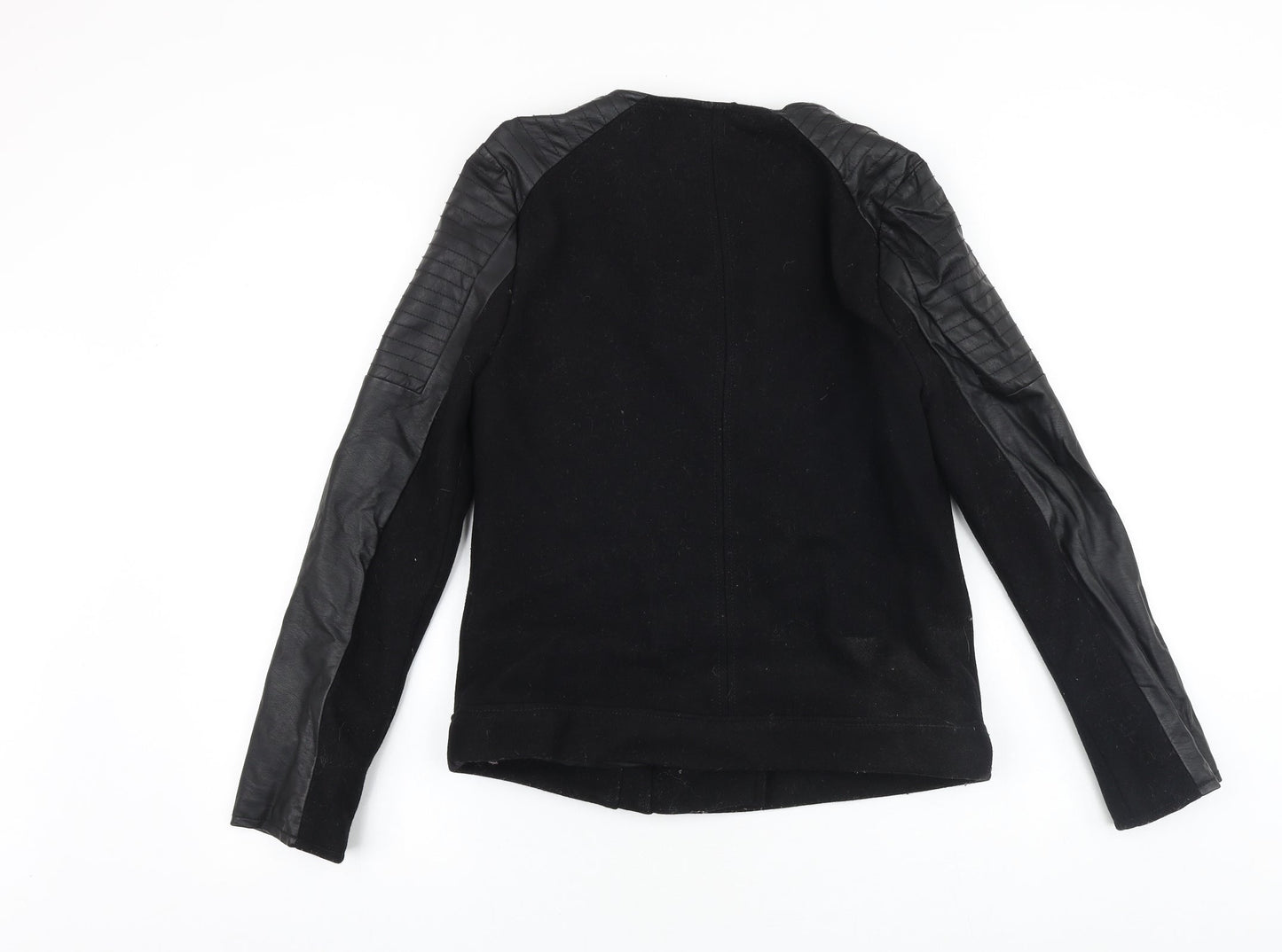Marks and Spencer Womens Black Biker Jacket Size 8 Zip