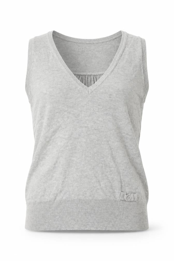 Wallis Womens Grey Cotton Basic Tank Size 16 V-Neck