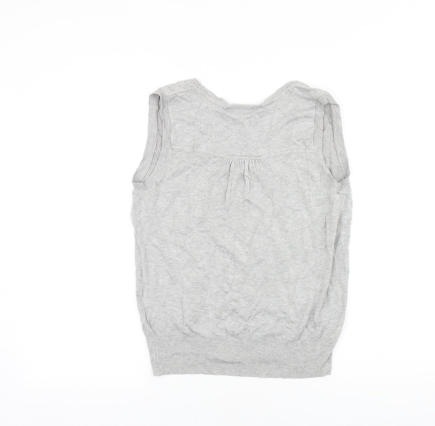 Wallis Womens Grey Cotton Basic Tank Size 16 V-Neck