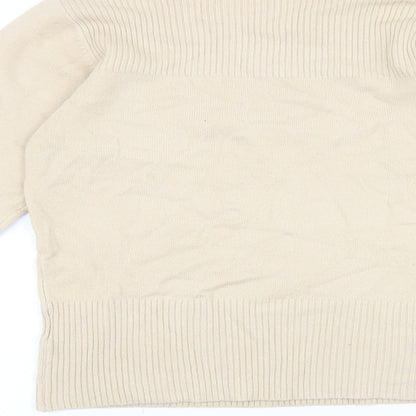 Filati Womens Beige Round Neck Acrylic Pullover Jumper Size S