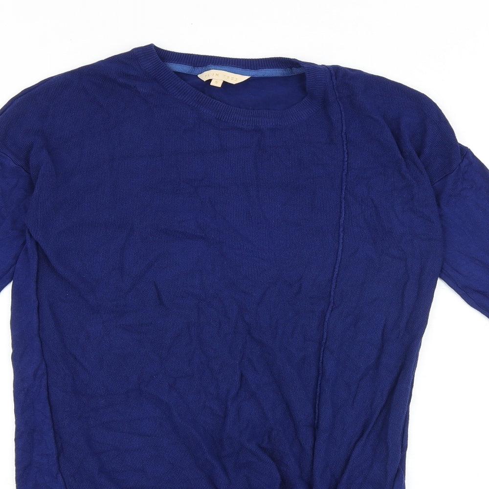 Plum Tree Womens Blue Round Neck Nylon Pullover Jumper Size S