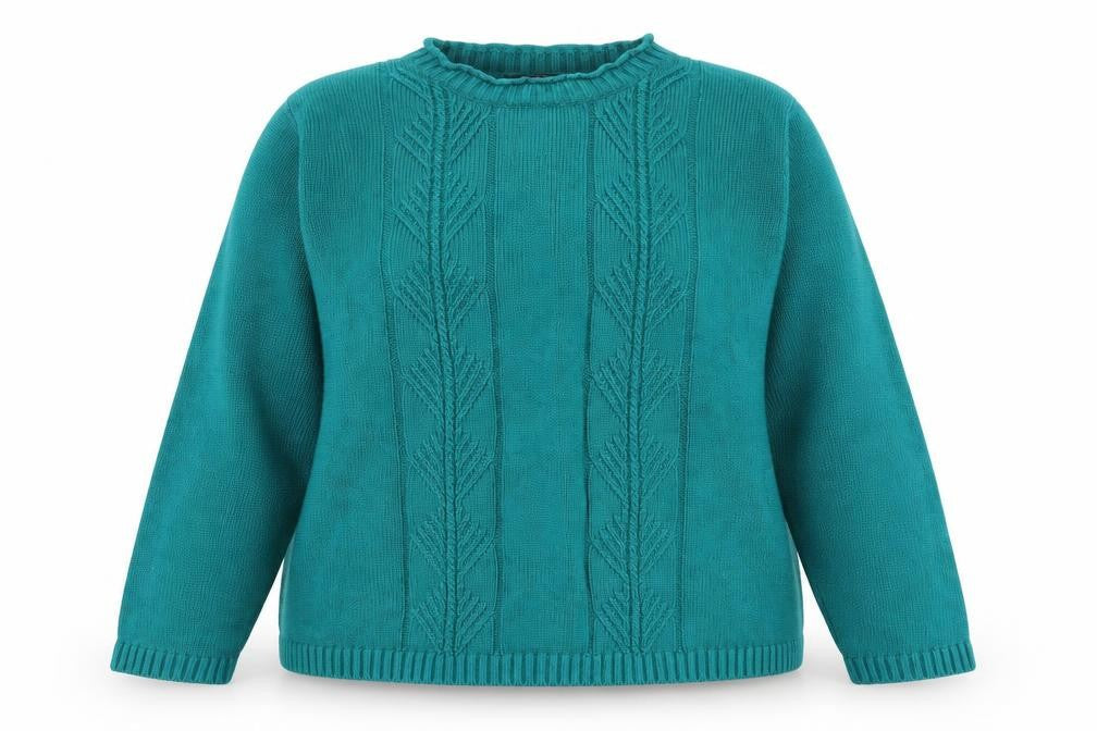 Bonmarché Womens Green Round Neck Acrylic Pullover Jumper Size L
