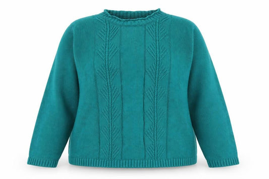 Bonmarché Womens Green Round Neck Acrylic Pullover Jumper Size L