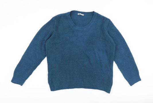 Blancheporte Womens Blue Scoop Neck Acrylic Pullover Jumper Size 18