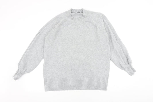Papaya Womens Grey Crew Neck Polyester Pullover Jumper Size M