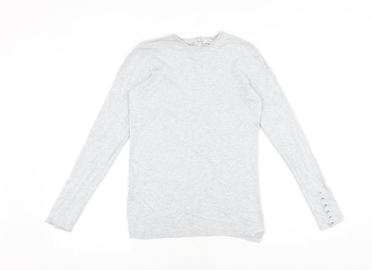 Zara Womens Grey Round Neck Acrylic Pullover Jumper Size M
