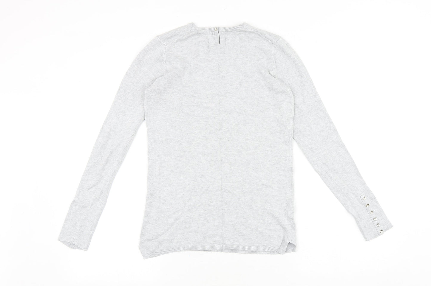 Zara Womens Grey Round Neck Acrylic Pullover Jumper Size M
