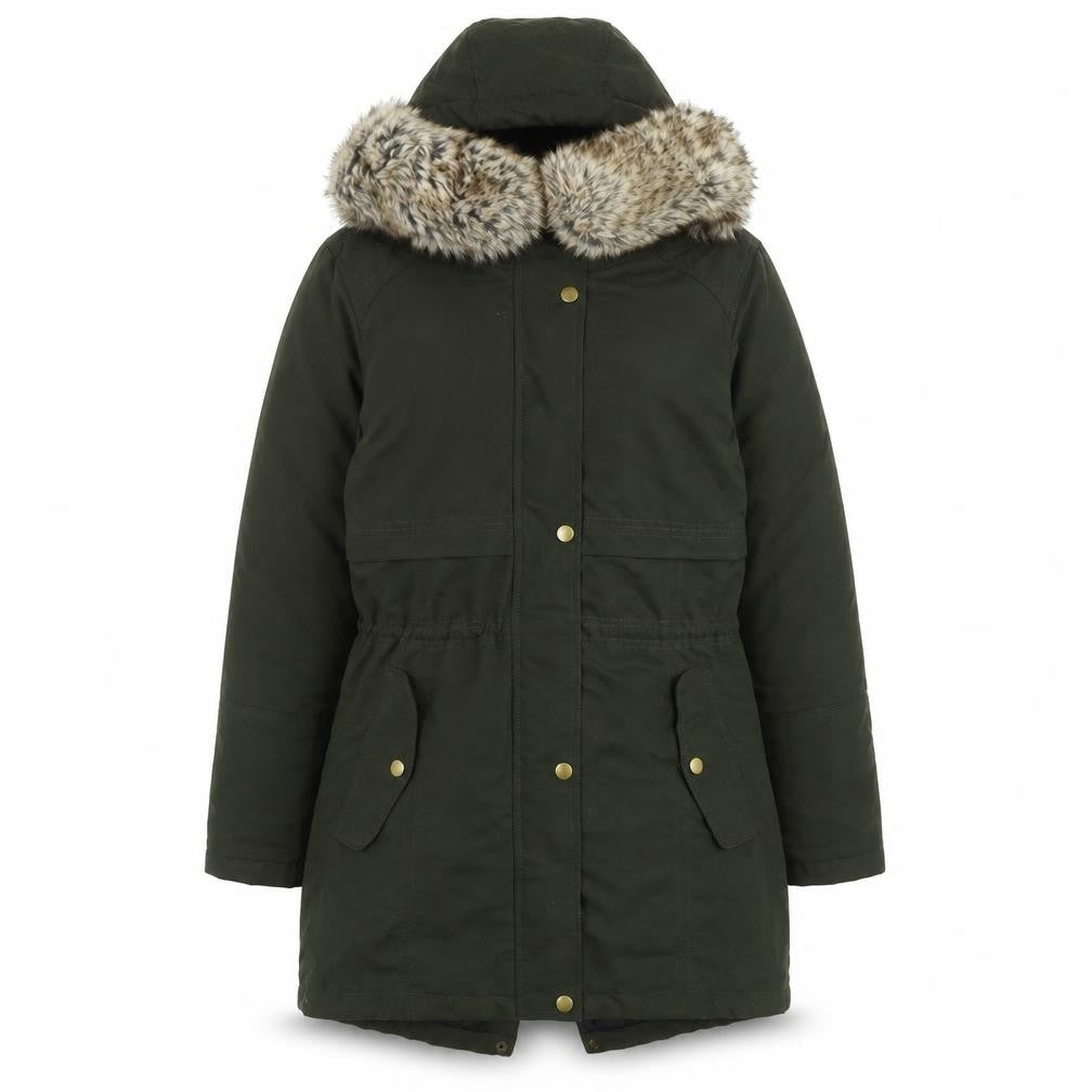 Avenue Womens Green Parka Coat Size 8 Zip