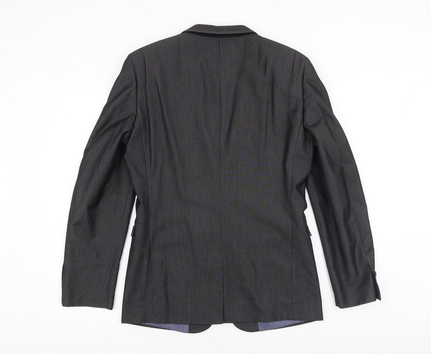 NEXT Mens Grey Striped Polyester Jacket Suit Jacket Size 34 Regular
