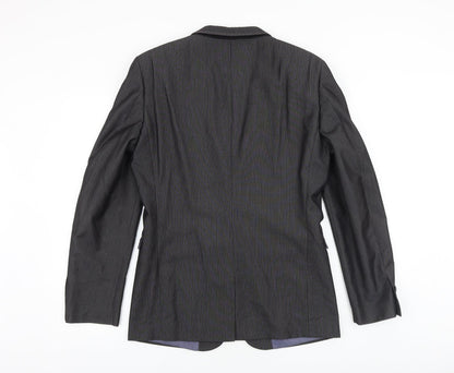 Next Mens Grey Striped Polyester Jacket Suit Jacket Size 34 Regular