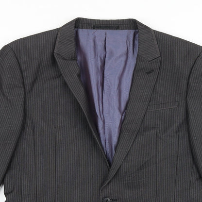 Next Mens Grey Striped Polyester Jacket Suit Jacket Size 34 Regular