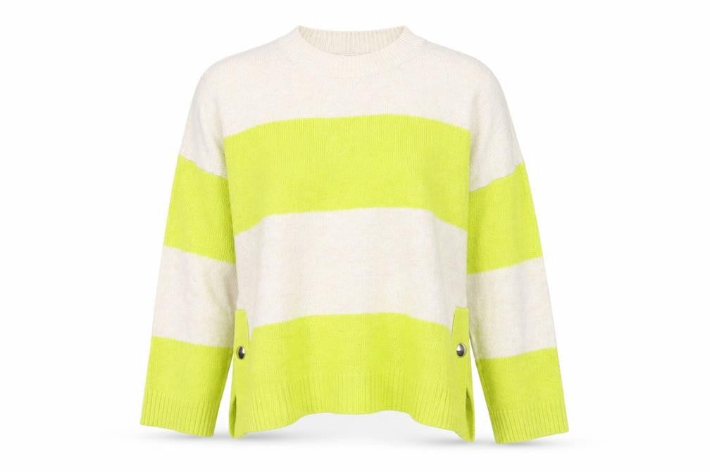 George Womens Yellow Round Neck Striped Cotton Pullover Jumper Size L