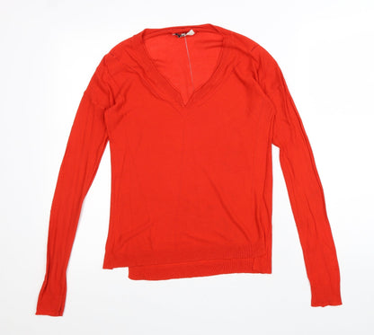 Next Womens Red V-Neck Acrylic Pullover Jumper Size 8