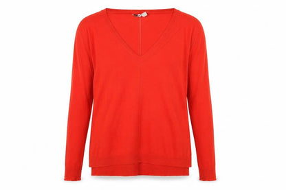 Next Womens Red V-Neck Acrylic Pullover Jumper Size 8
