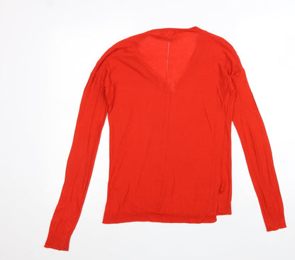 Next Womens Red V-Neck Acrylic Pullover Jumper Size 8