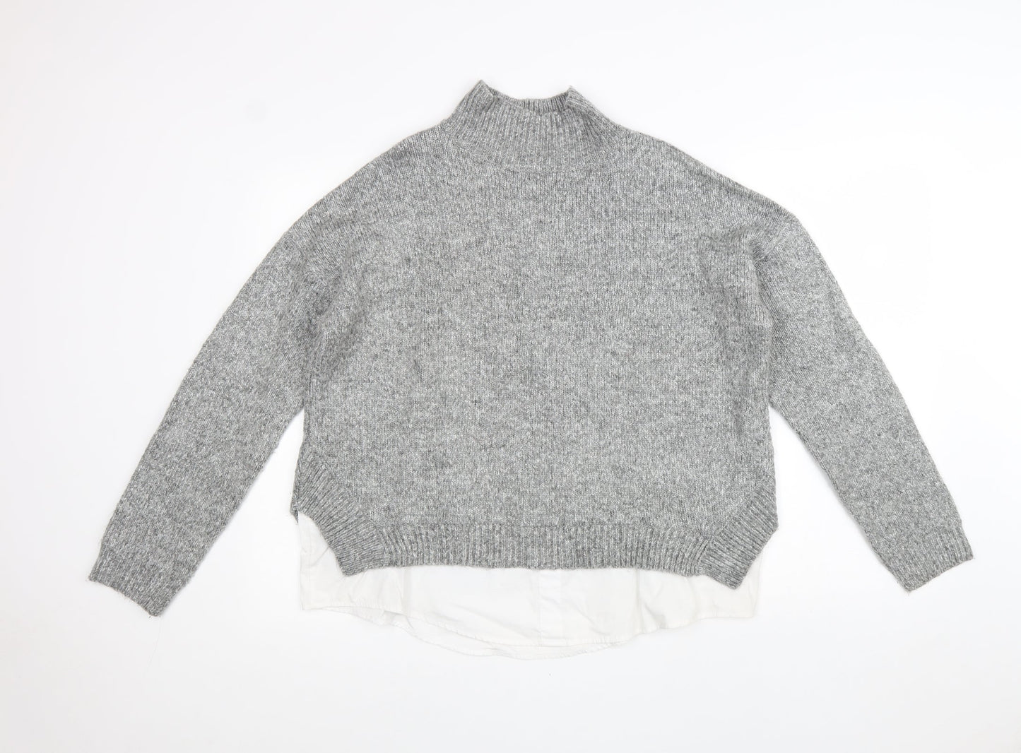 New Look Womens Grey High Neck Acrylic Pullover Jumper Size L