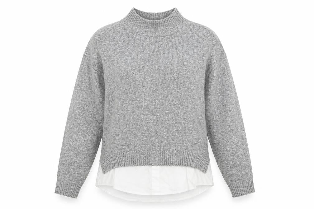New Look Womens Grey High Neck Acrylic Pullover Jumper Size L