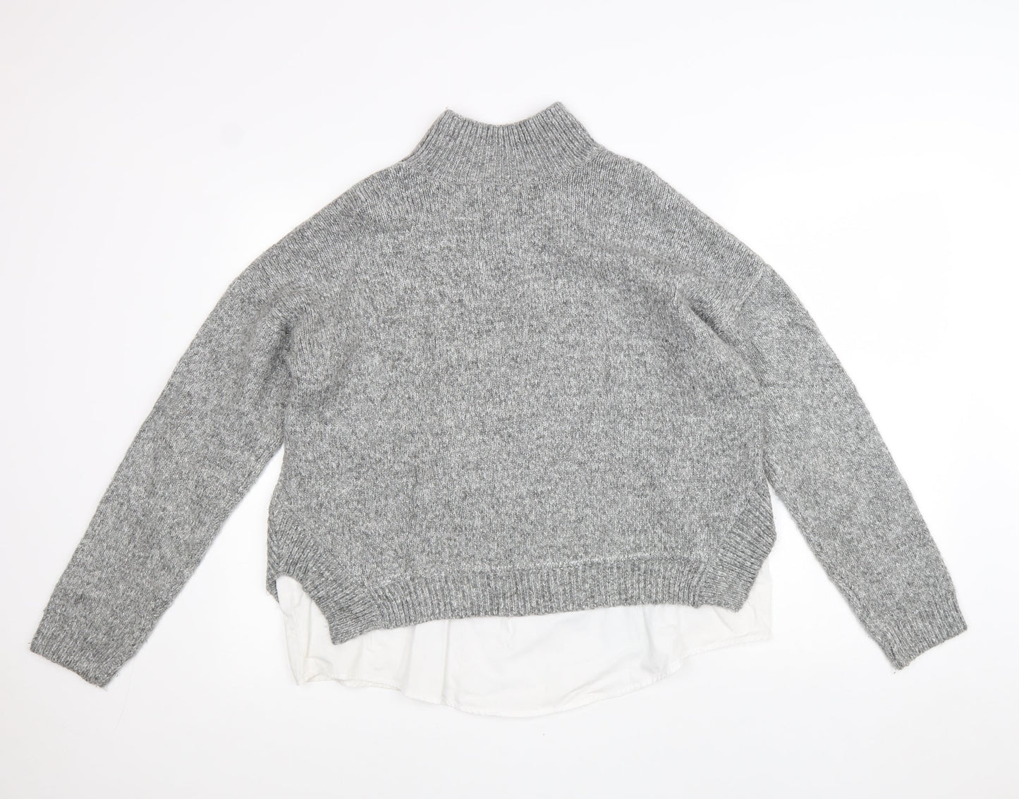 New Look Womens Grey High Neck Acrylic Pullover Jumper Size L