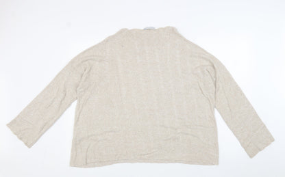 Zara Womens Beige Mock Neck Viscose Pullover Jumper Size L