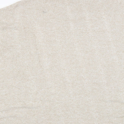 Zara Womens Beige Mock Neck Viscose Pullover Jumper Size L