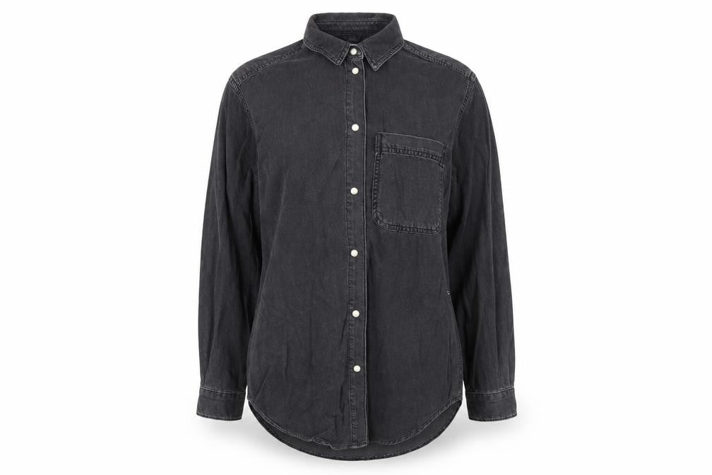 Topshop Womens Grey 100% Cotton Basic Button-Up Size 6 Collared