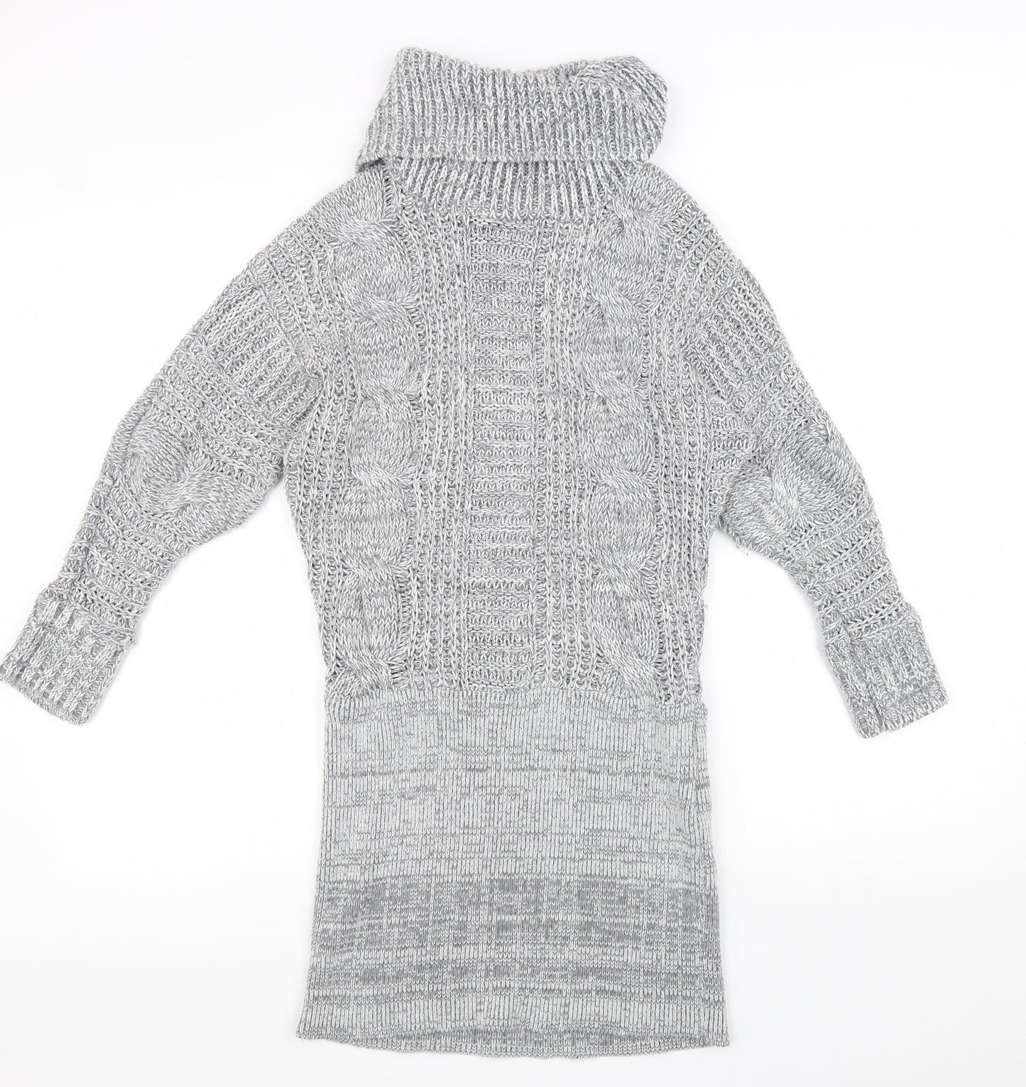 Lipsy Womens Grey Roll Neck Acrylic Tunic Jumper Size 10