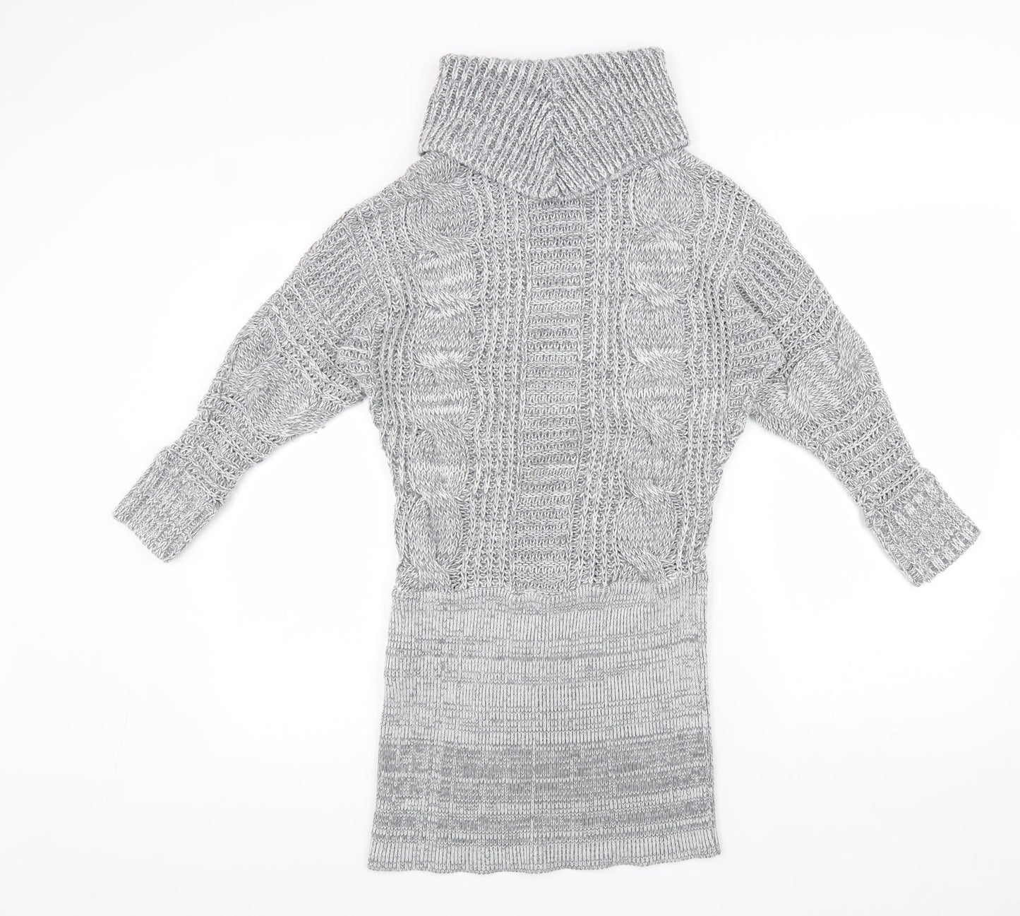 Lipsy Womens Grey Roll Neck Acrylic Tunic Jumper Size 10