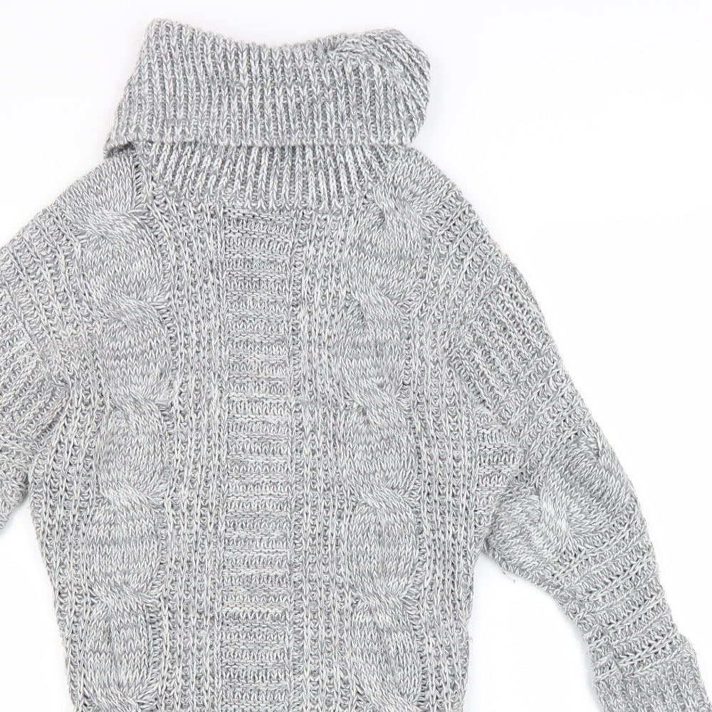 Lipsy Womens Grey Roll Neck Acrylic Tunic Jumper Size 10