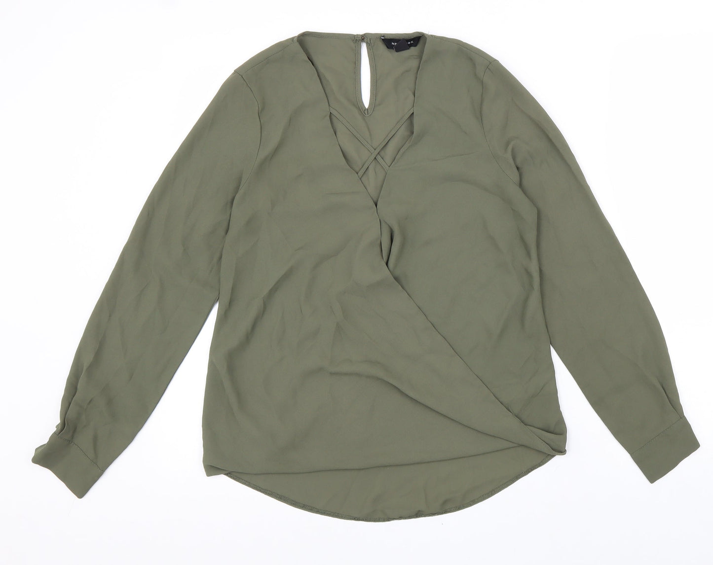 New Look Womens Green Polyester Basic Blouse Size 8 V-Neck
