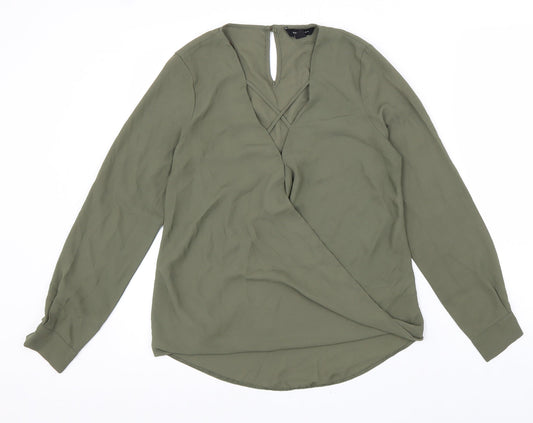 New Look Womens Green Polyester Basic Blouse Size 8 V-Neck