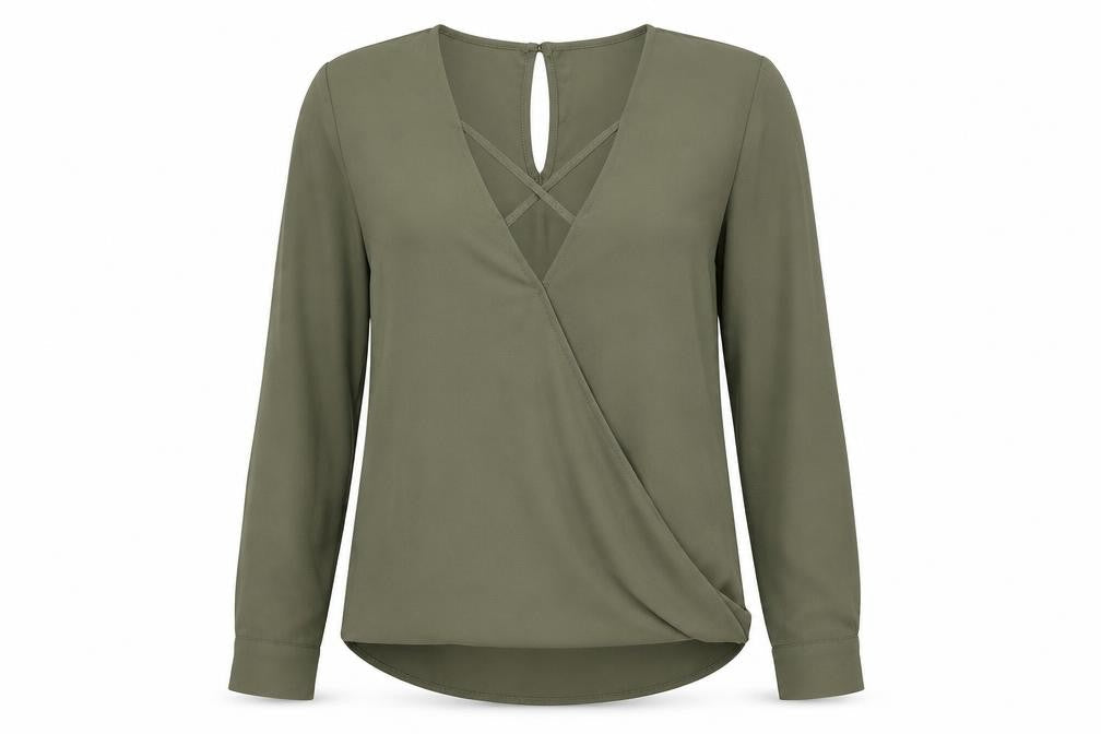 New Look Womens Green Polyester Basic Blouse Size 8 V-Neck