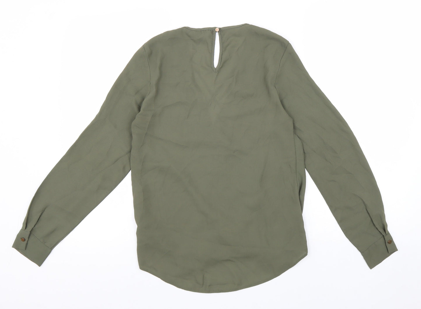 New Look Womens Green Polyester Basic Blouse Size 8 V-Neck
