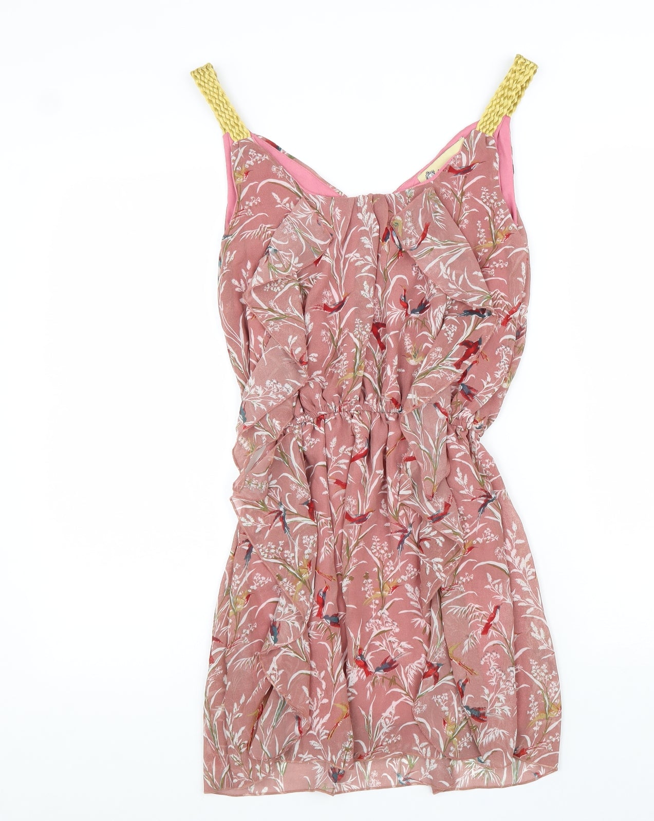 Lovestruck Womens Pink Geometric Viscose A-Line Size XS V-Neck Pullover