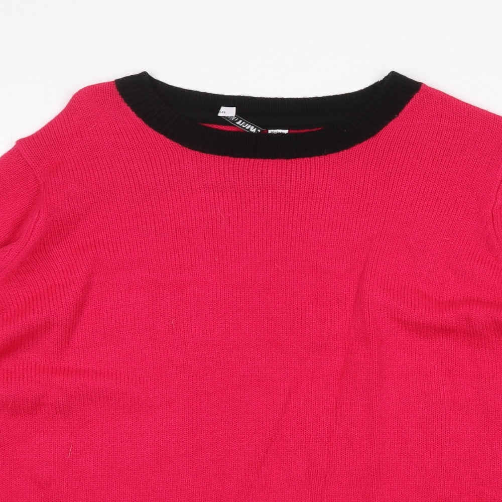 Capsule Womens Pink Round Neck Acrylic Pullover Jumper Size S
