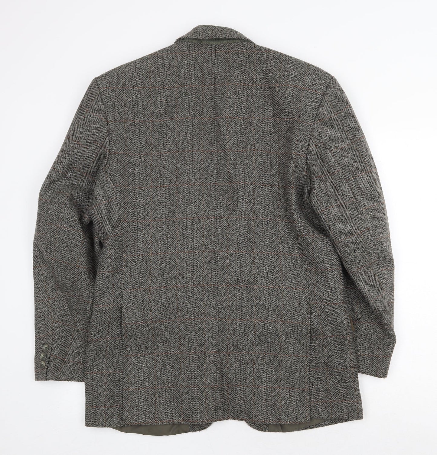 Greenwoods Mens Grey Herringbone Wool Jacket Suit Jacket Size 40 Regular