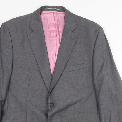 Aspen & Court Mens Grey Wool Jacket Suit Jacket Size 42 Regular