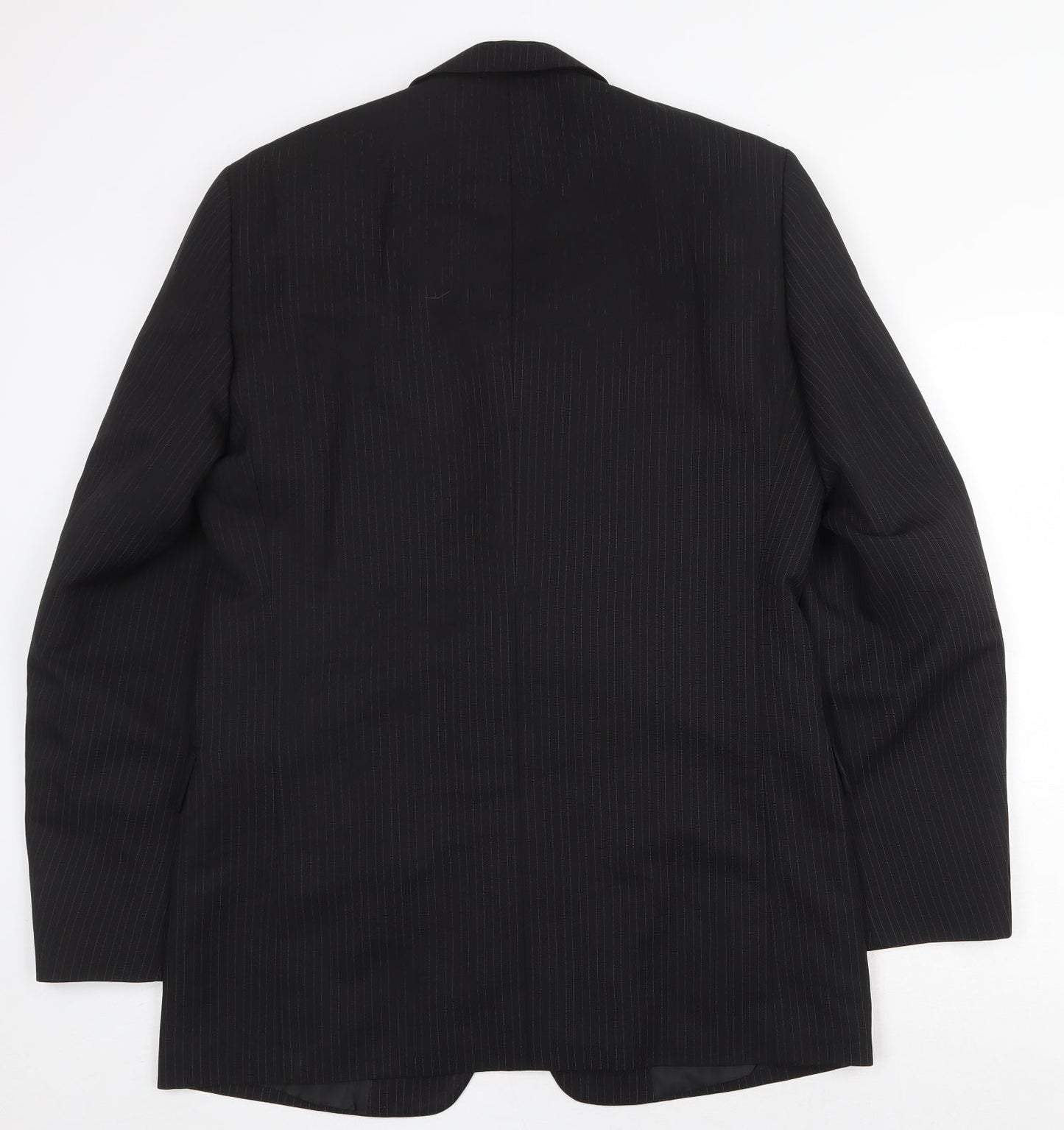Taylor & Wright Mens Black Striped Polyester Jacket Suit Jacket Size 40 Regular