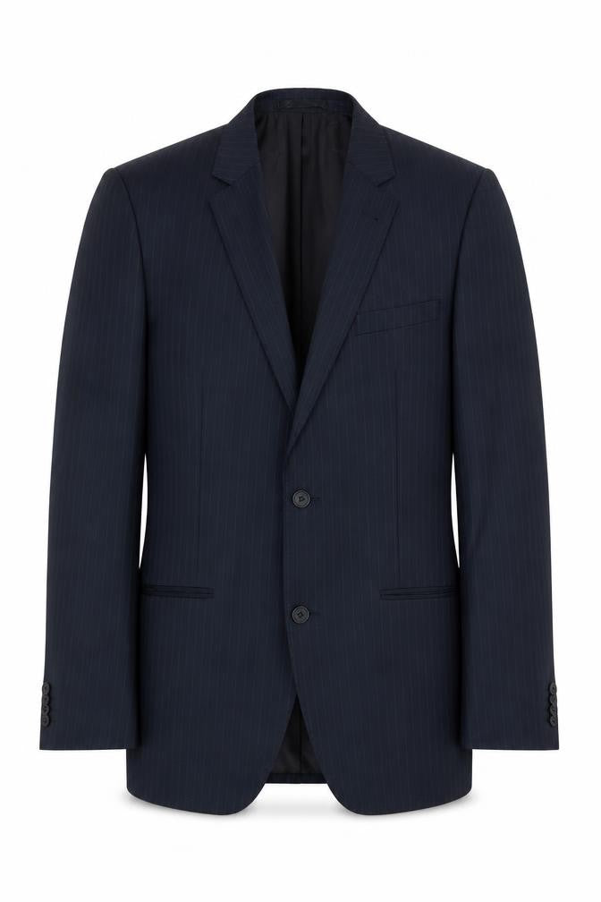 Butler & Webb Mens Blue Striped Polyester Jacket Suit Jacket Size 38 Regular