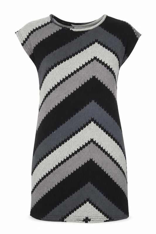 New York Laundry Womens Grey Geometric Polyester T-Shirt Dress Size S Boat Neck Pullover