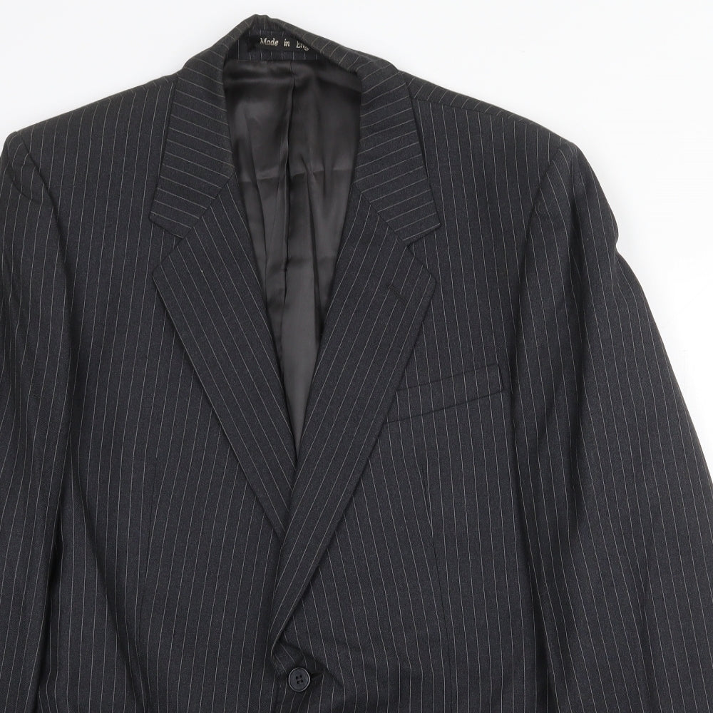 Burton Mens Grey Striped Wool Jacket Suit Jacket Size 38 Regular