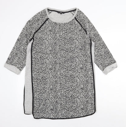 Next Womens Grey Geometric Cotton Shift Size 14 Scoop Neck Pullover