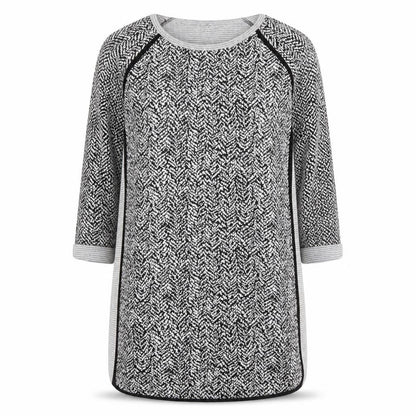 Next Womens Grey Geometric Cotton Shift Size 14 Scoop Neck Pullover
