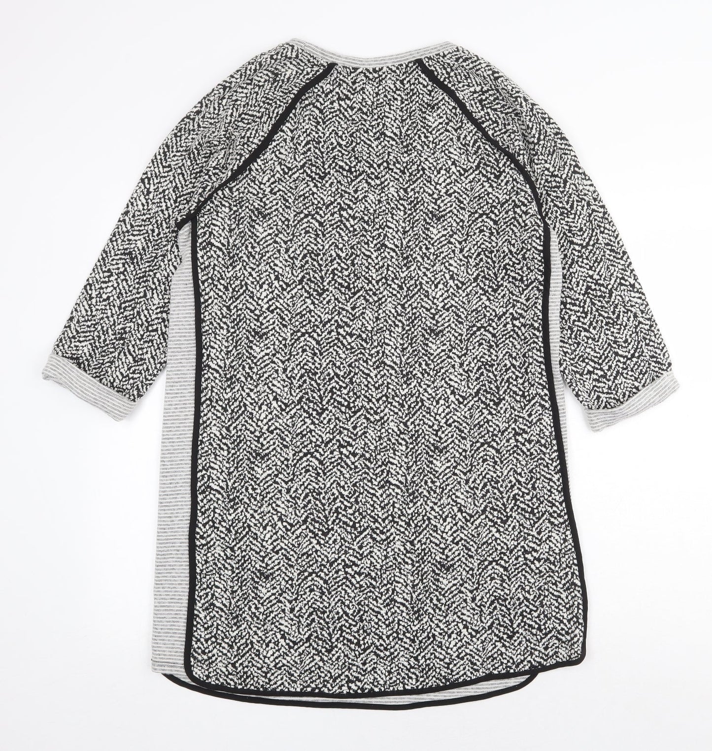NEXT Womens Grey Geometric Cotton Shift Size 14 Scoop Neck Pullover