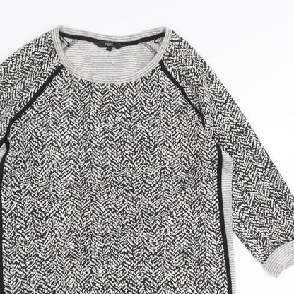 Next Womens Grey Geometric Cotton Shift Size 14 Scoop Neck Pullover