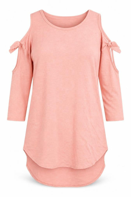 Papaya Womens Pink Viscose Shift Size M Scoop Neck Pullover - Cold Shoulder