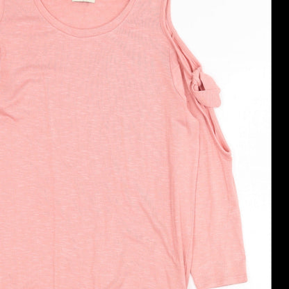 Papaya Womens Pink Viscose Shift Size M Scoop Neck Pullover - Cold Shoulder